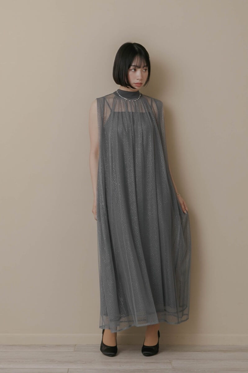 ブルーのシアーラメドレスの商品画像11