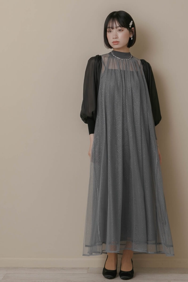 ブルーのシアーラメドレスの商品画像12