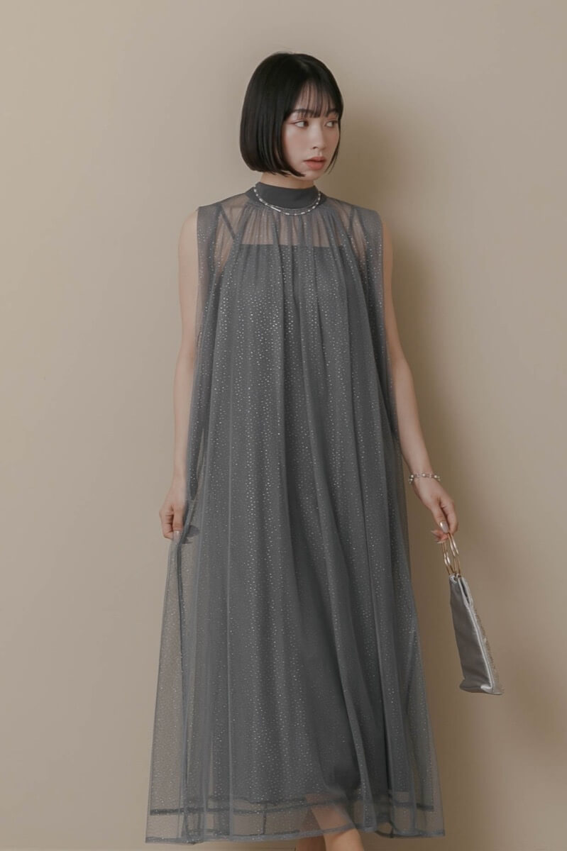 ブルーのシアーラメドレスの商品画像13