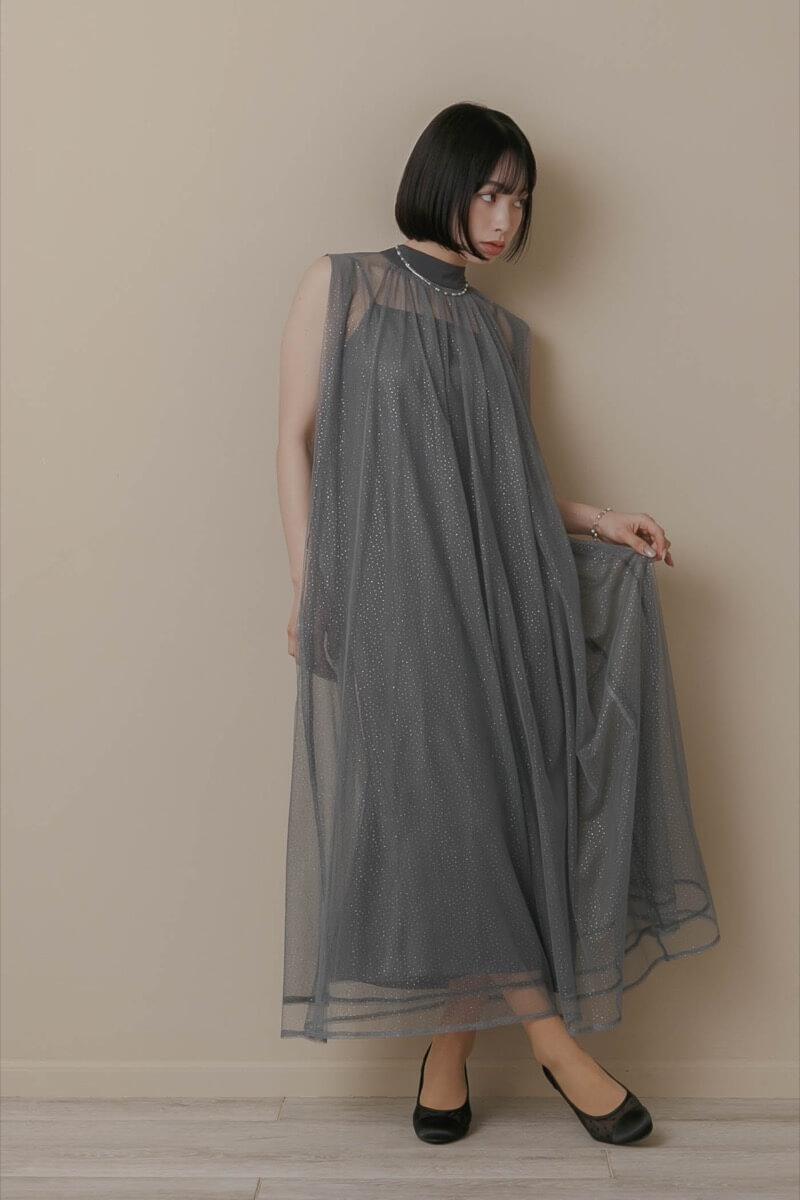 ブルーのシアーラメドレスの商品画像14