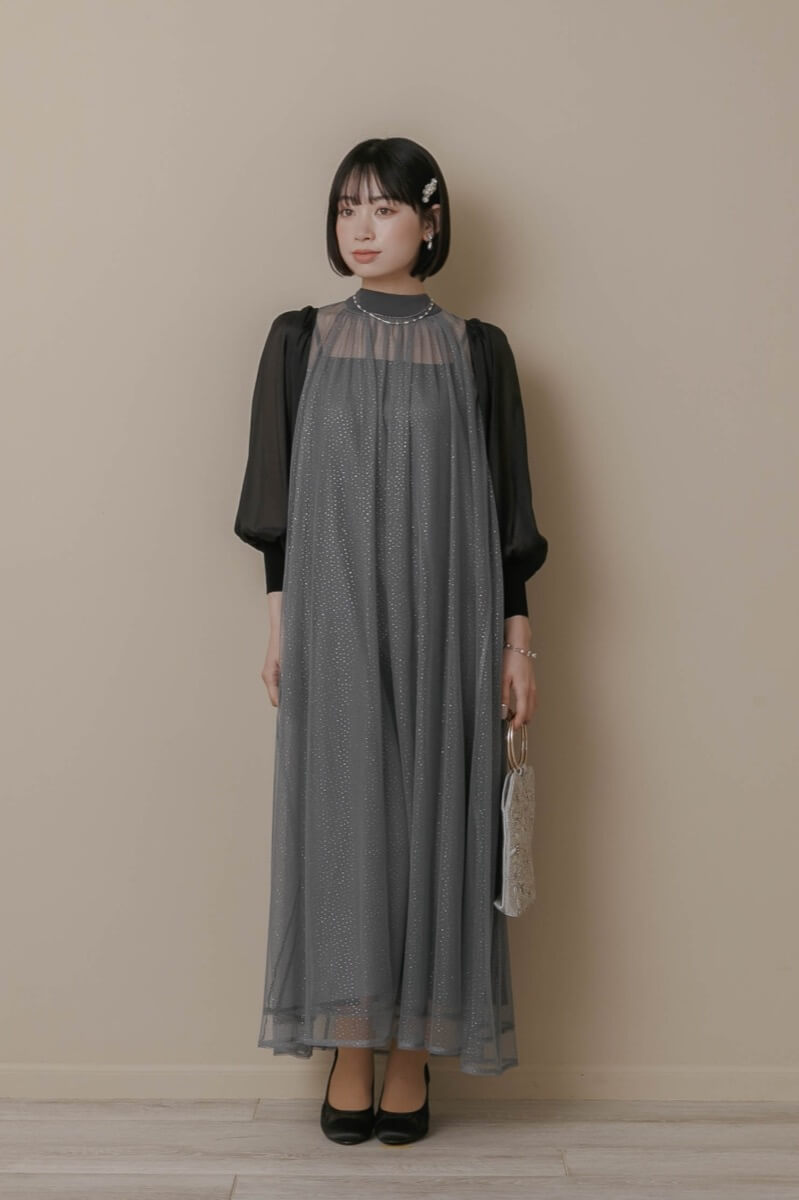 ブルーのシアーラメドレスの商品画像8