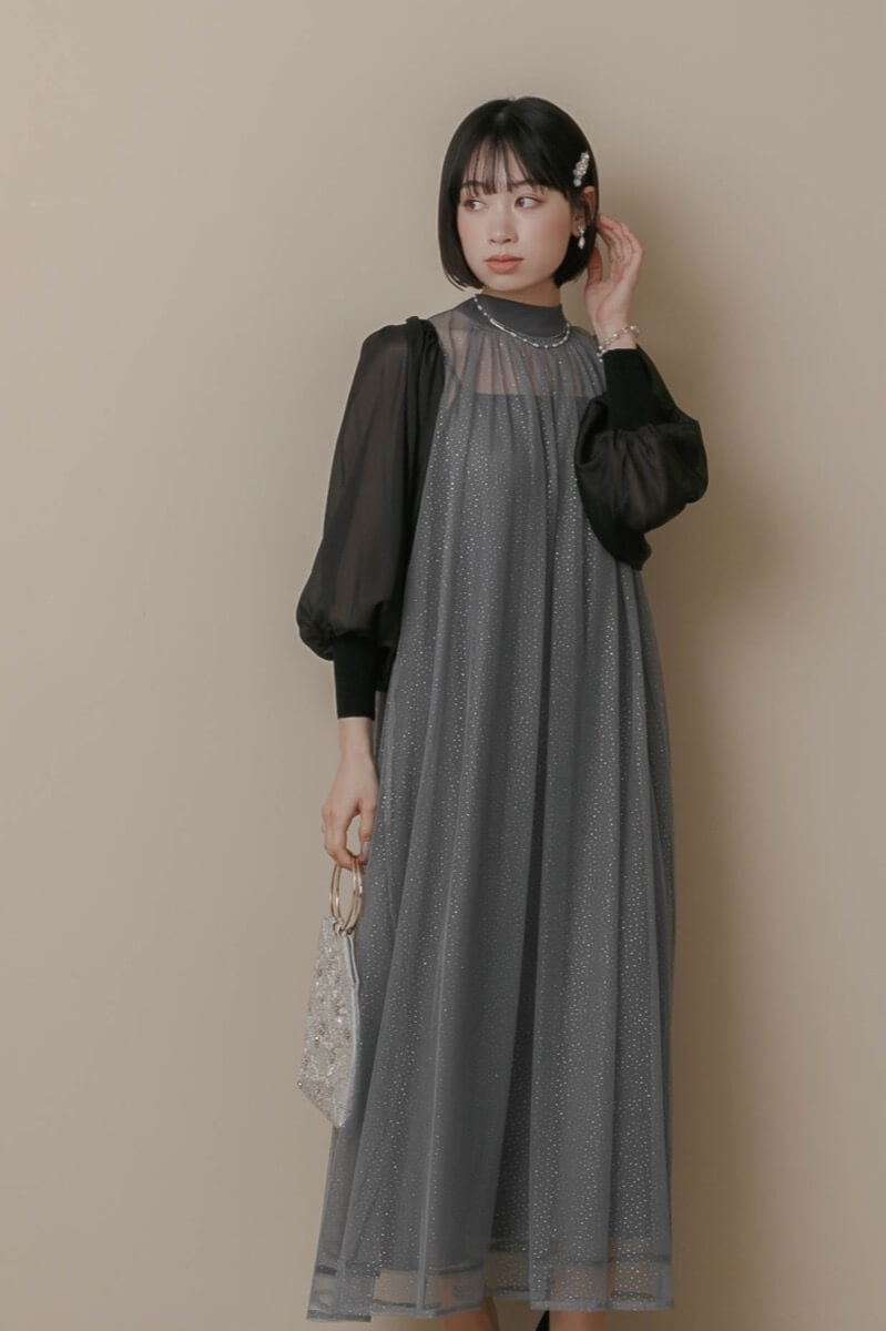 ブルーのシアーラメドレスの商品画像9