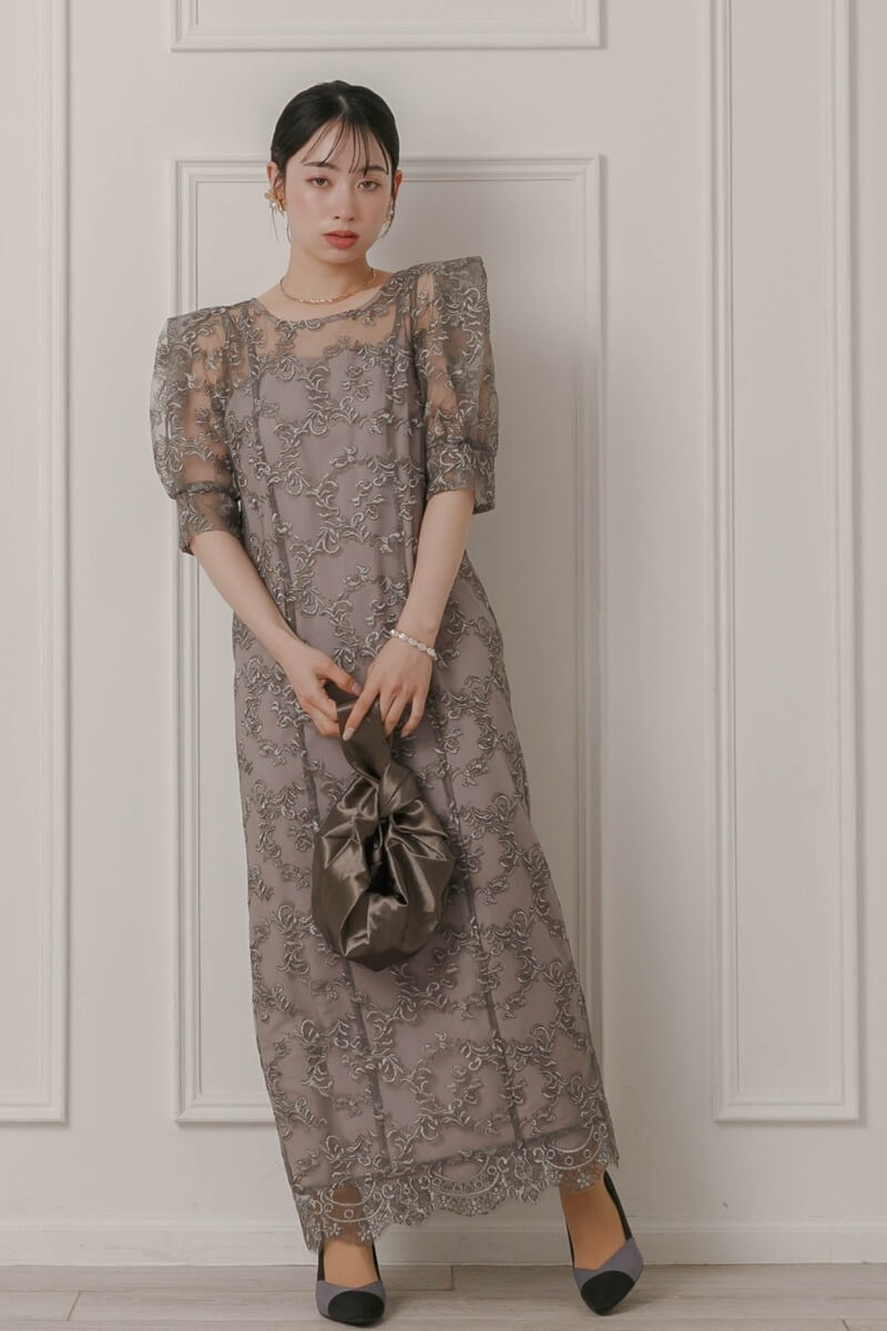 グレー×ブラウンのボックススリーブドレスの商品画像11 グレー×ブラウンのボックススリーブドレスの商品画像11