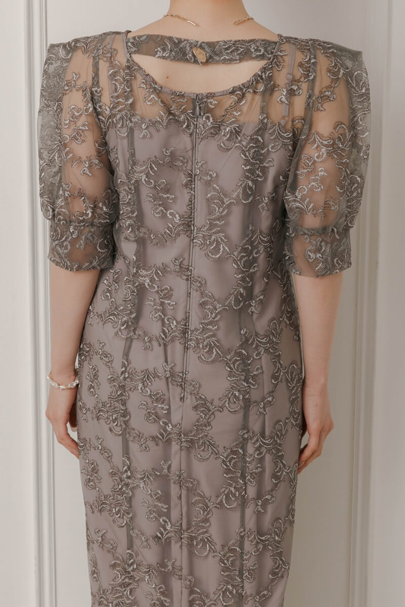 グレー×ブラウンのボックススリーブドレスの商品画像6 グレー×ブラウンのボックススリーブドレスの商品画像6