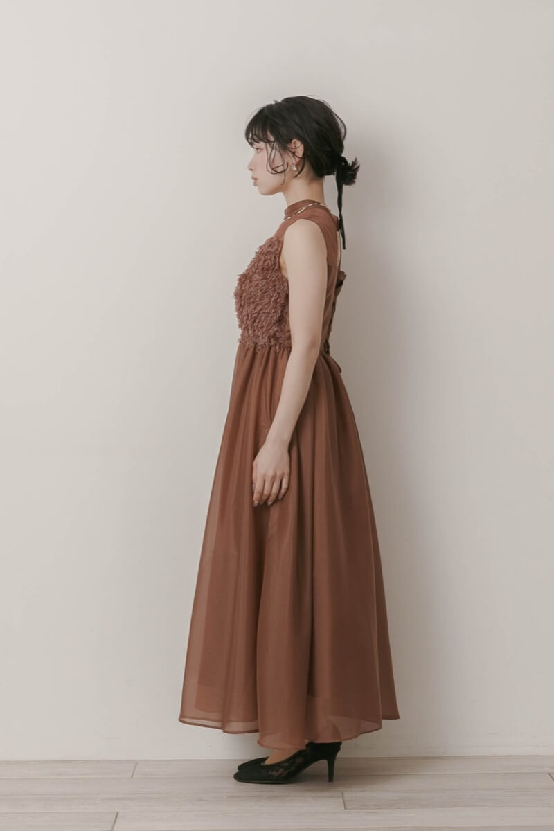 ブラウンのフリンジフェアリードレスの商品画像3