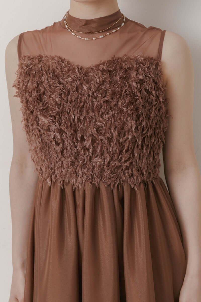 ブラウンのフリンジフェアリードレスの商品画像5