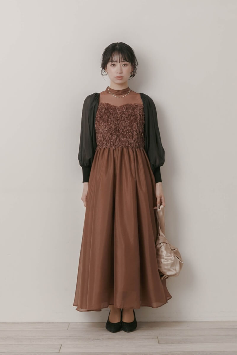 ブラウンのフリンジフェアリードレスの商品画像8