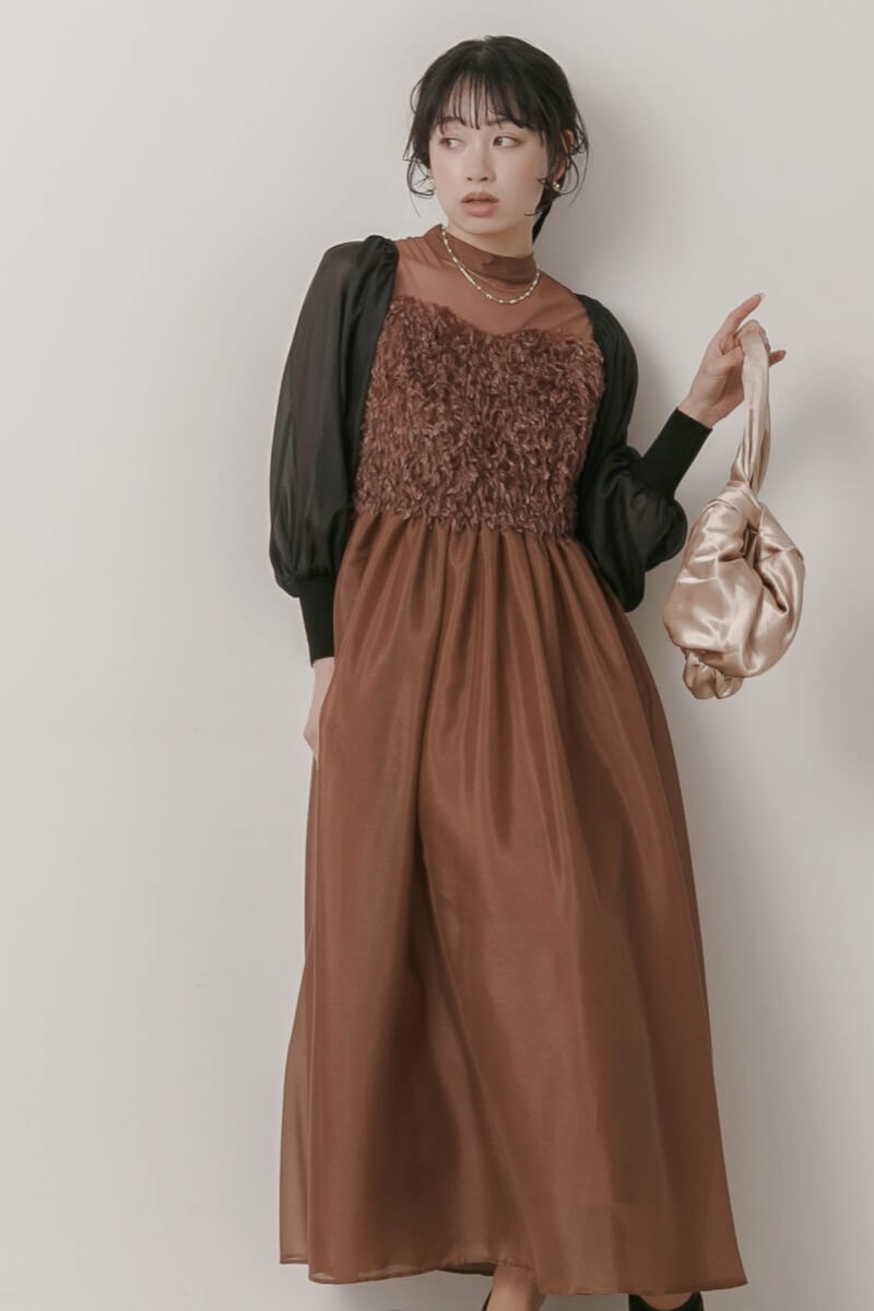 ブラウンのフリンジフェアリードレスの商品画像9