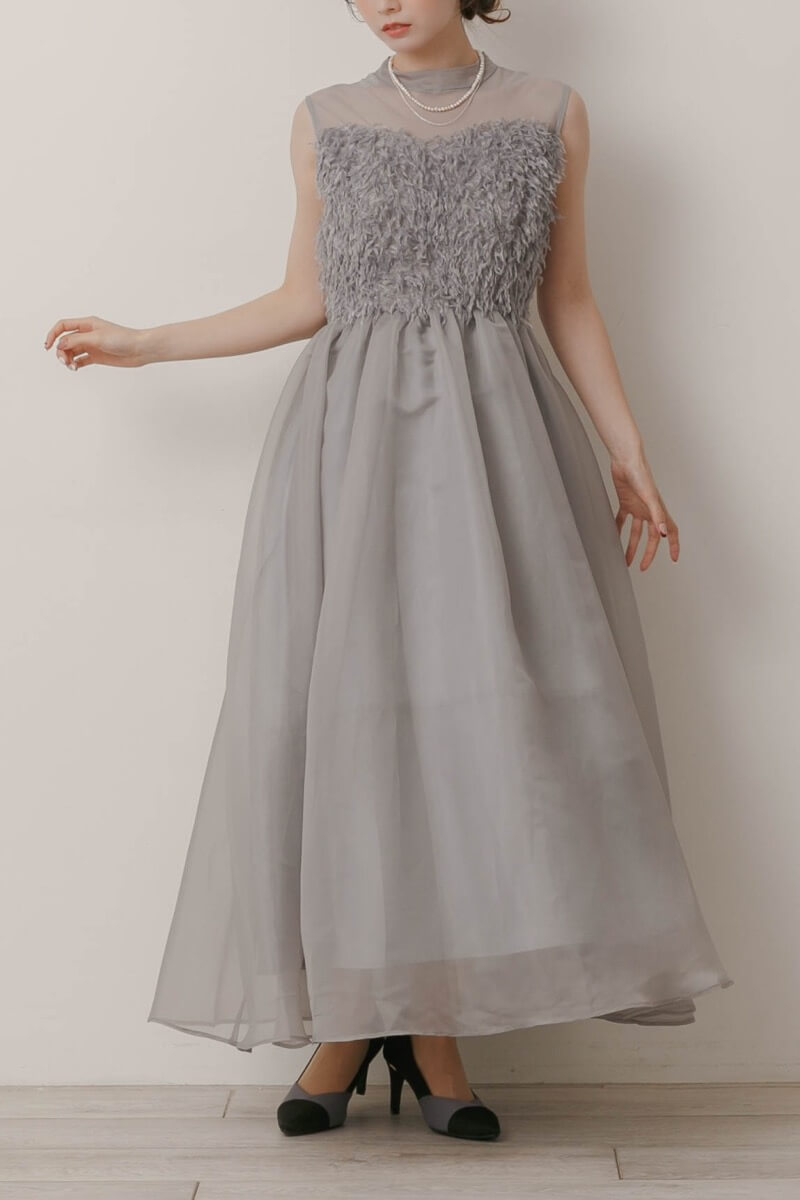 グレーのフリンジフェアリードレスの商品画像1