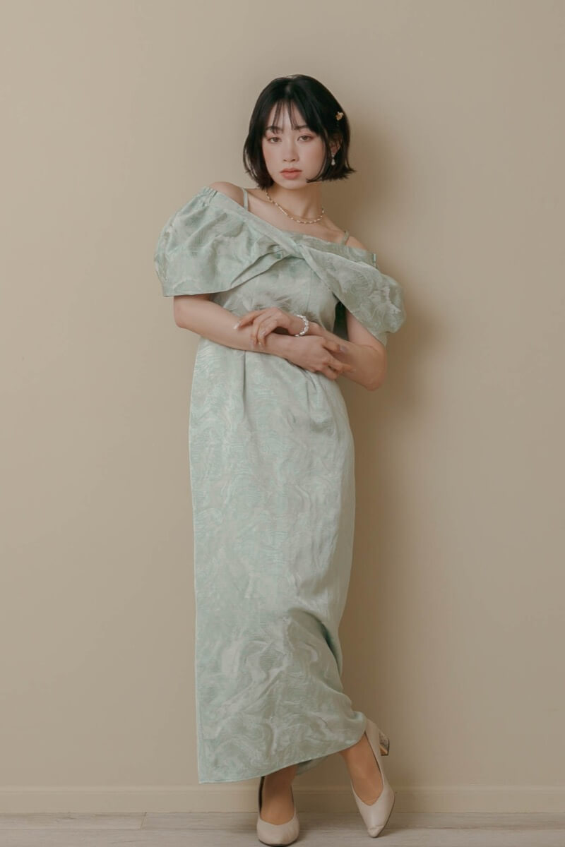 ミントのケープ付きジャガードドレスの商品画像10 ミントのケープ付きジャガードドレスの商品画像10