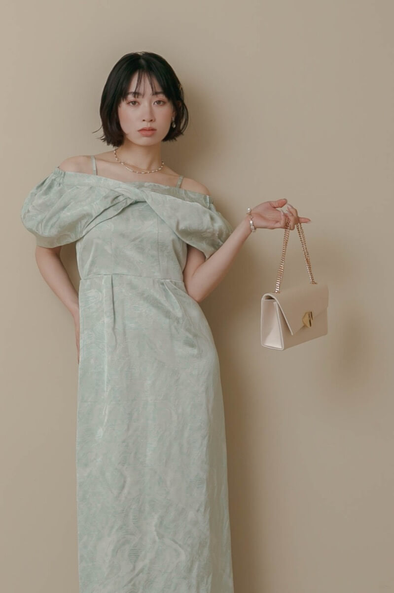 ミントのケープ付きジャガードドレスの商品画像11 ミントのケープ付きジャガードドレスの商品画像11