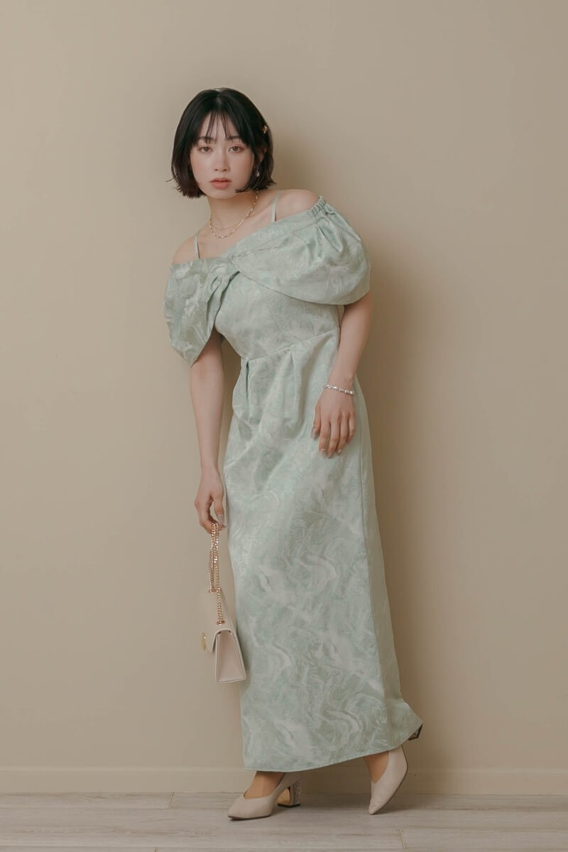 ミントのケープ付きジャガードドレスの商品画像12 ミントのケープ付きジャガードドレスの商品画像12