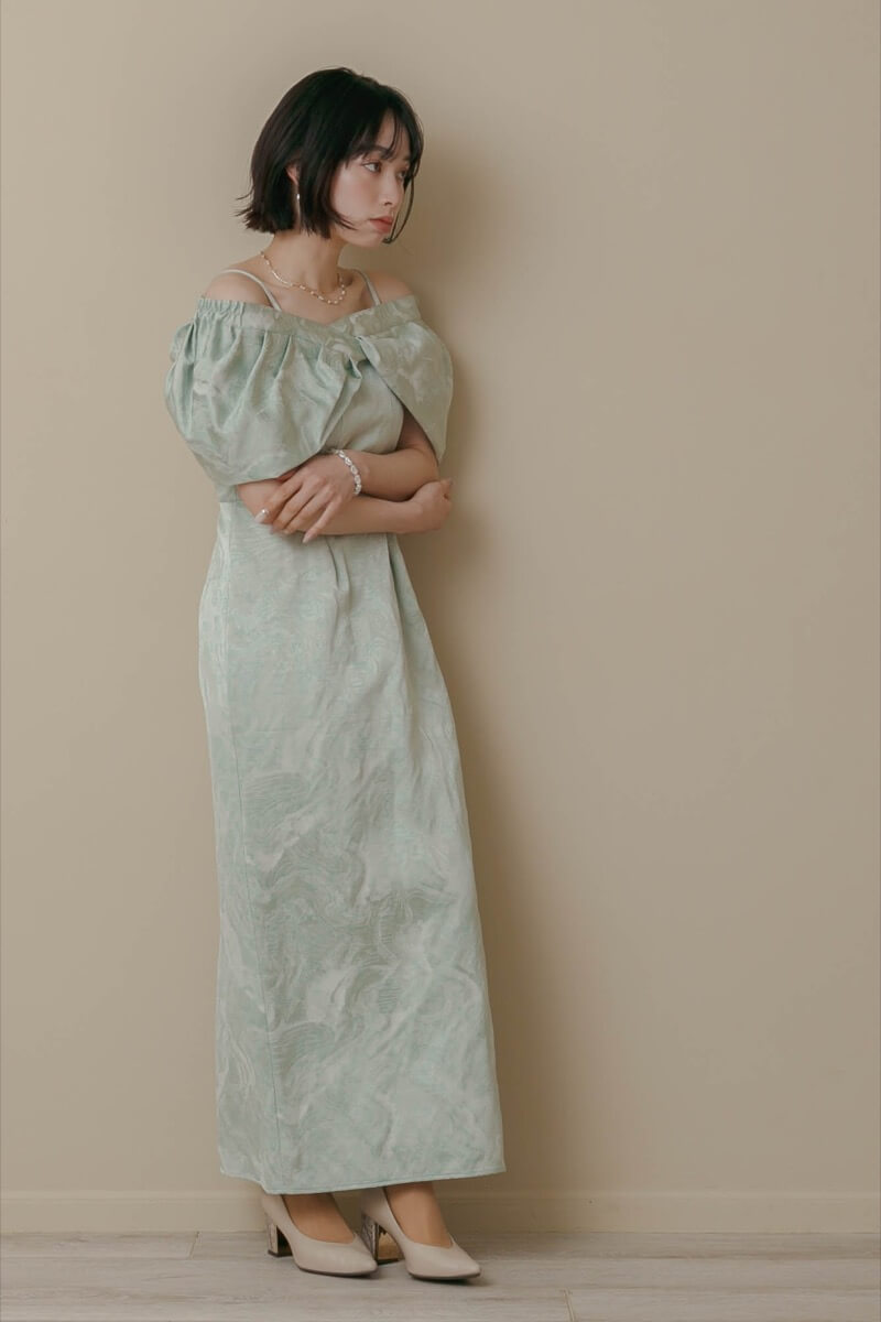 ミントのケープ付きジャガードドレスの商品画像13 ミントのケープ付きジャガードドレスの商品画像13