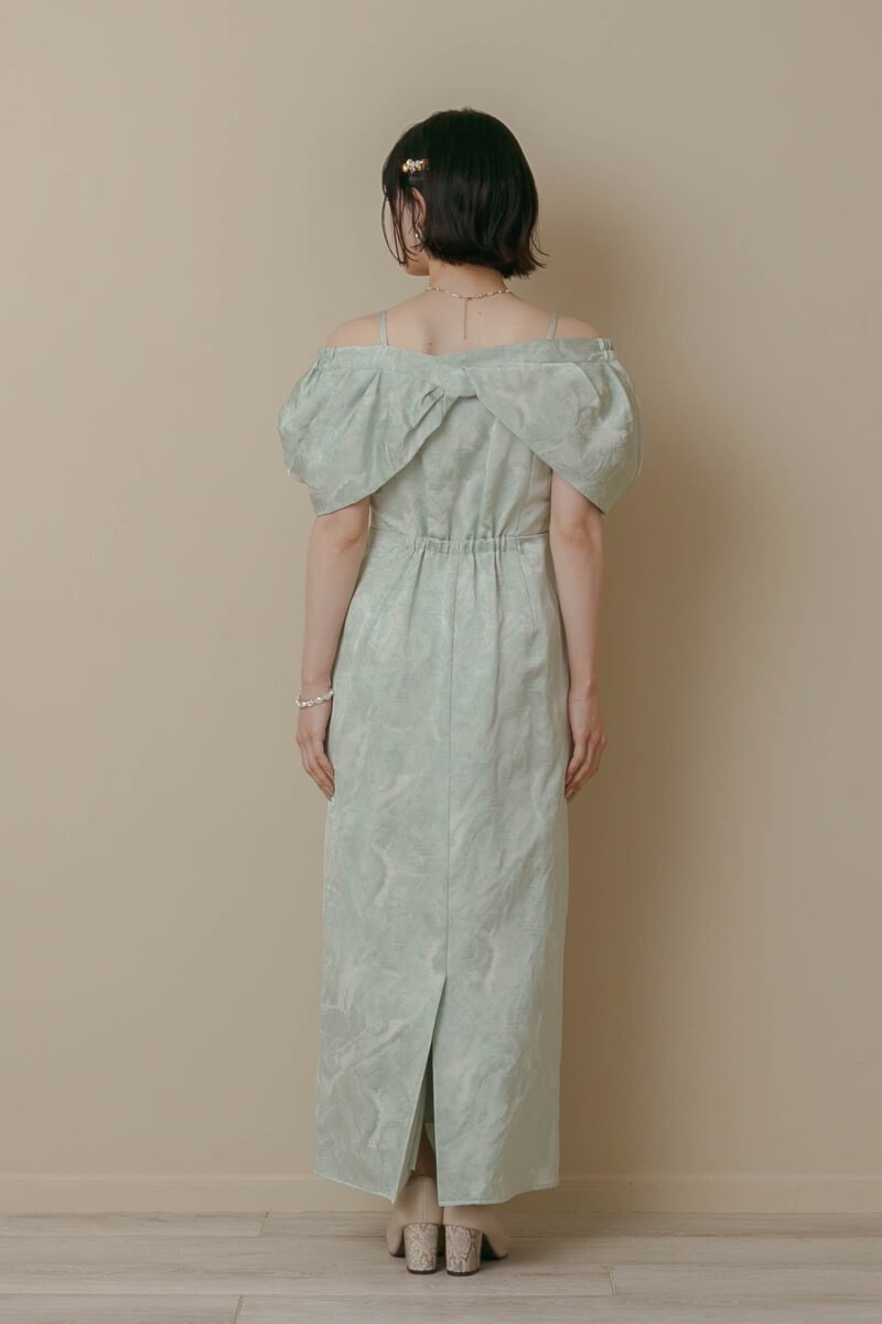 ミントのケープ付きジャガードドレスの商品画像4 ミントのケープ付きジャガードドレスの商品画像4