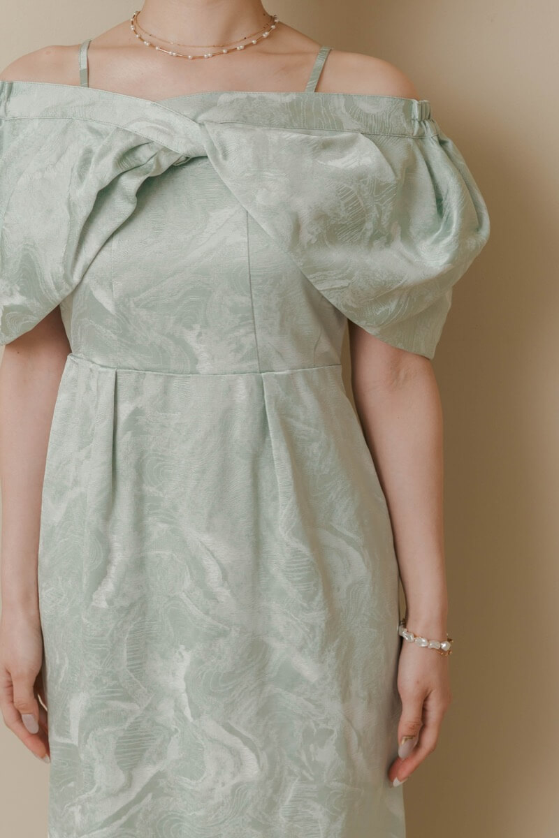 ミントのケープ付きジャガードドレスの商品画像5 ミントのケープ付きジャガードドレスの商品画像5