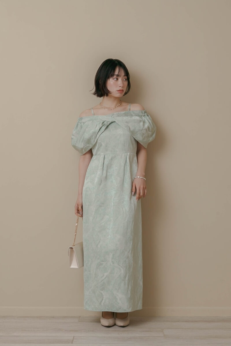 ミントのケープ付きジャガードドレスの商品画像9 ミントのケープ付きジャガードドレスの商品画像9