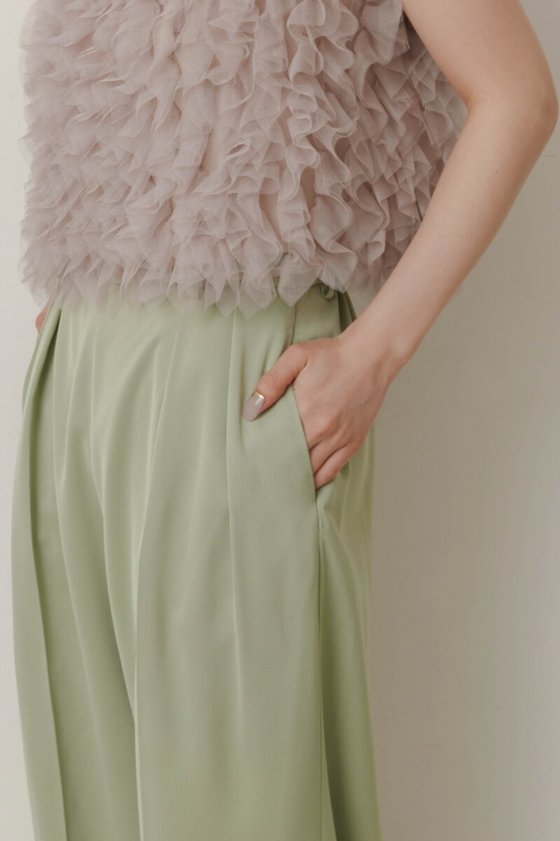 グリーンのチュールトップスセットパンツドレスの商品画像6