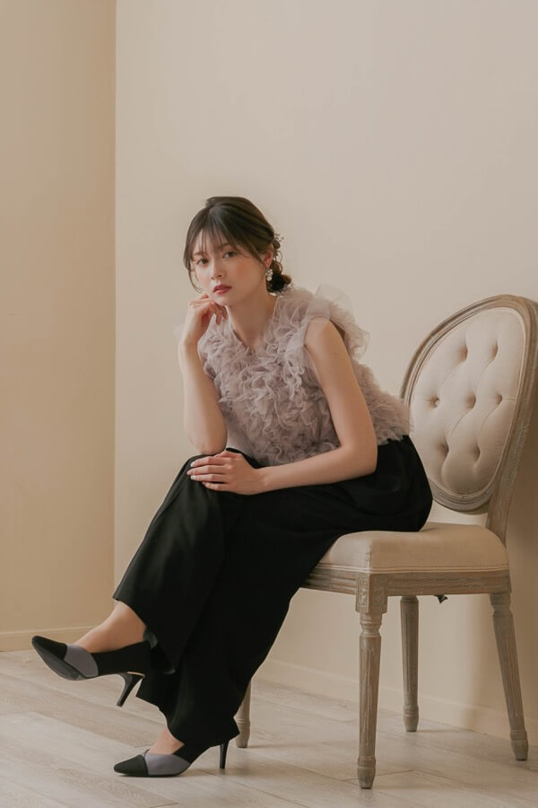 ブラックのチュールトップスセットパンツドレス | Dorry doll | M | A-2947