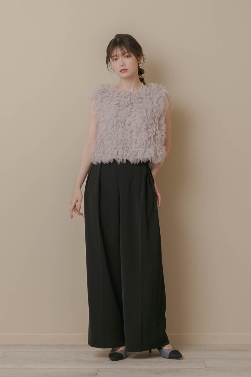 ブラックのチュールトップスセットパンツドレスの商品画像10