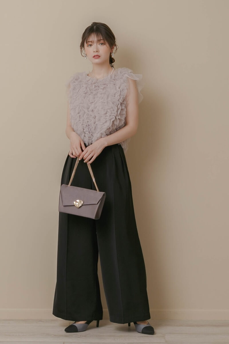 ブラックのチュールトップスセットパンツドレスの商品画像12