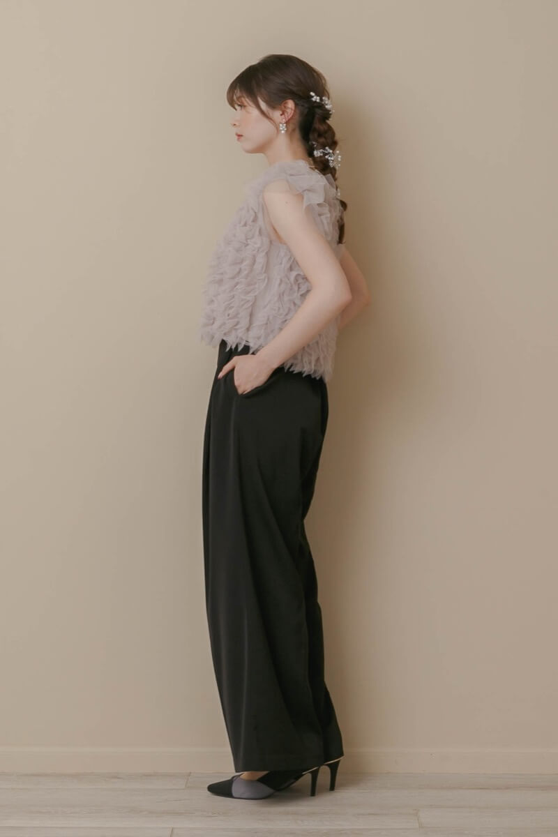 ブラックのチュールトップスセットパンツドレスの商品画像3