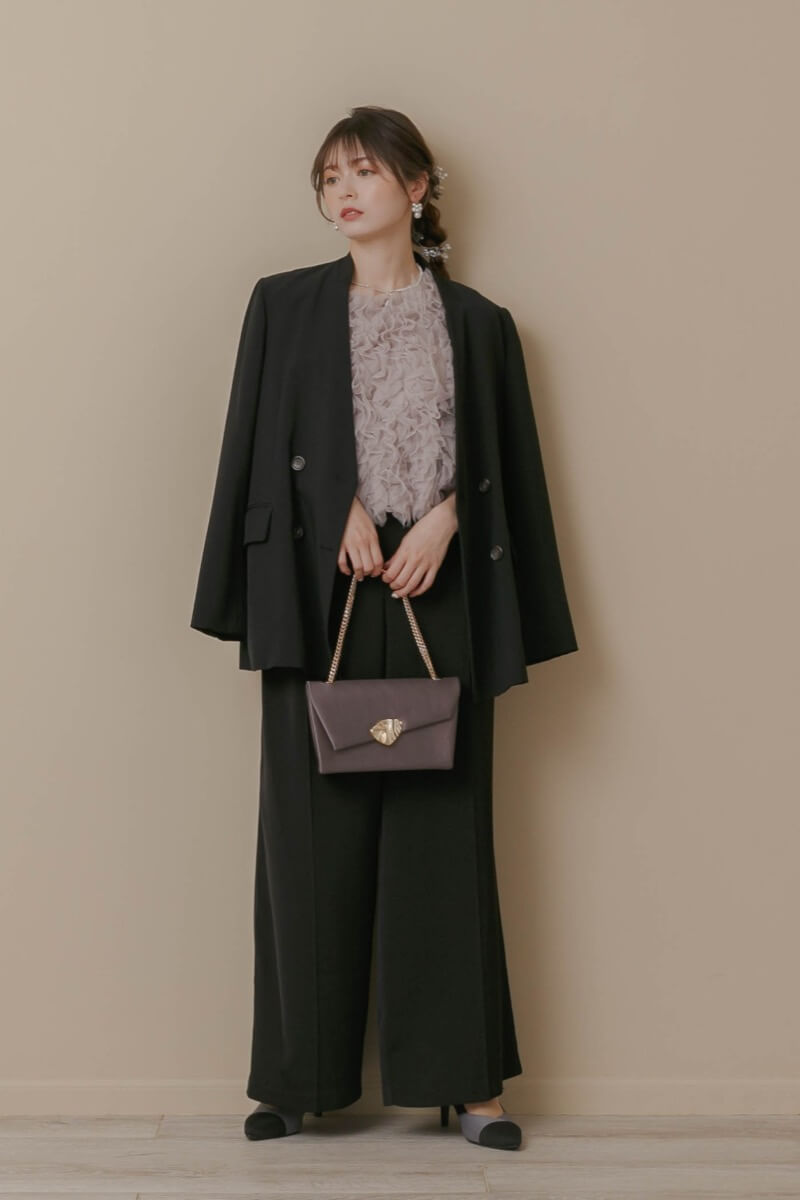 ブラックのチュールトップスセットパンツドレスの商品画像7