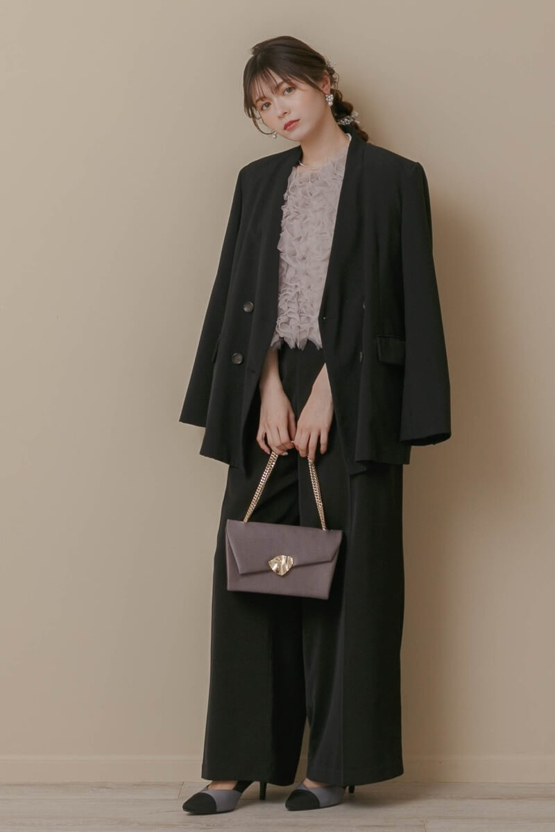 ブラックのチュールトップスセットパンツドレスの商品画像8