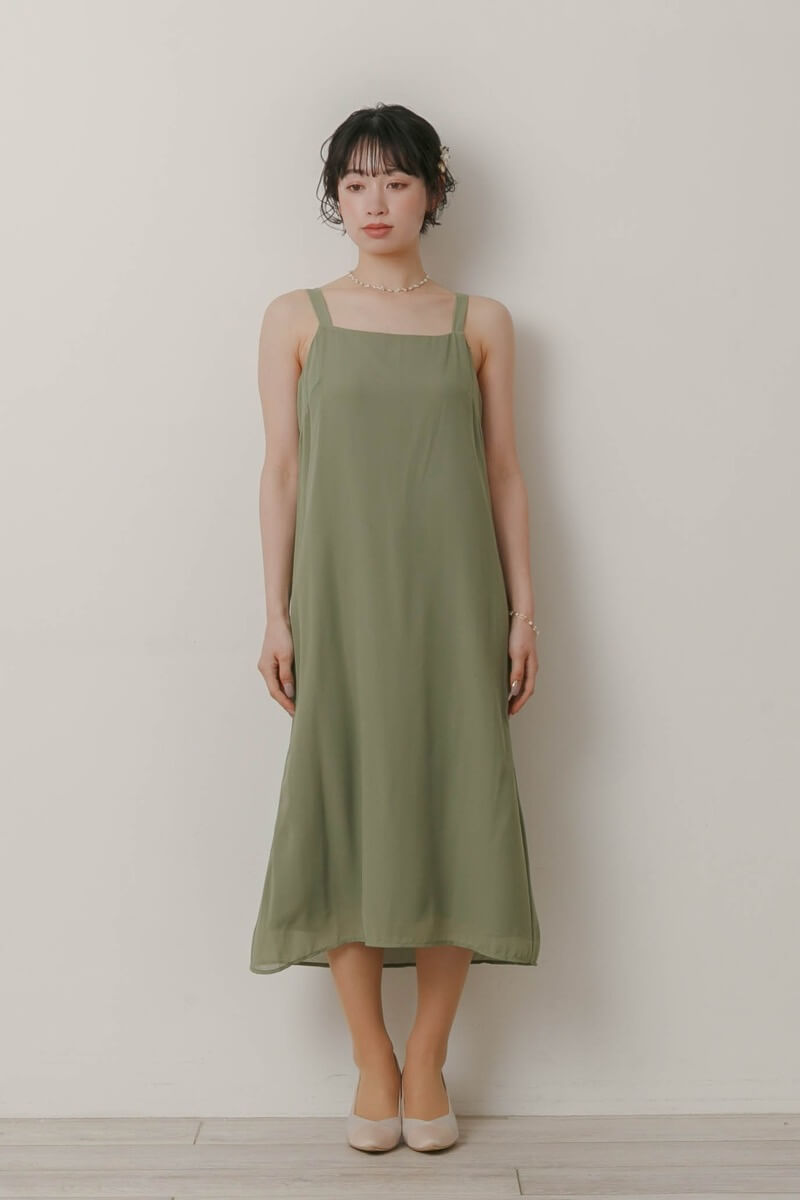 グリーンのエンブロイダリーレイヤードドレスの商品画像7