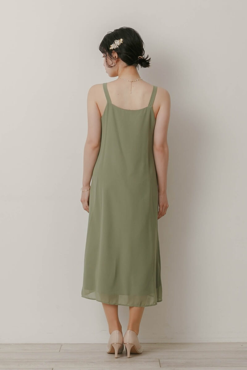 グリーンのエンブロイダリーレイヤードドレスの商品画像8