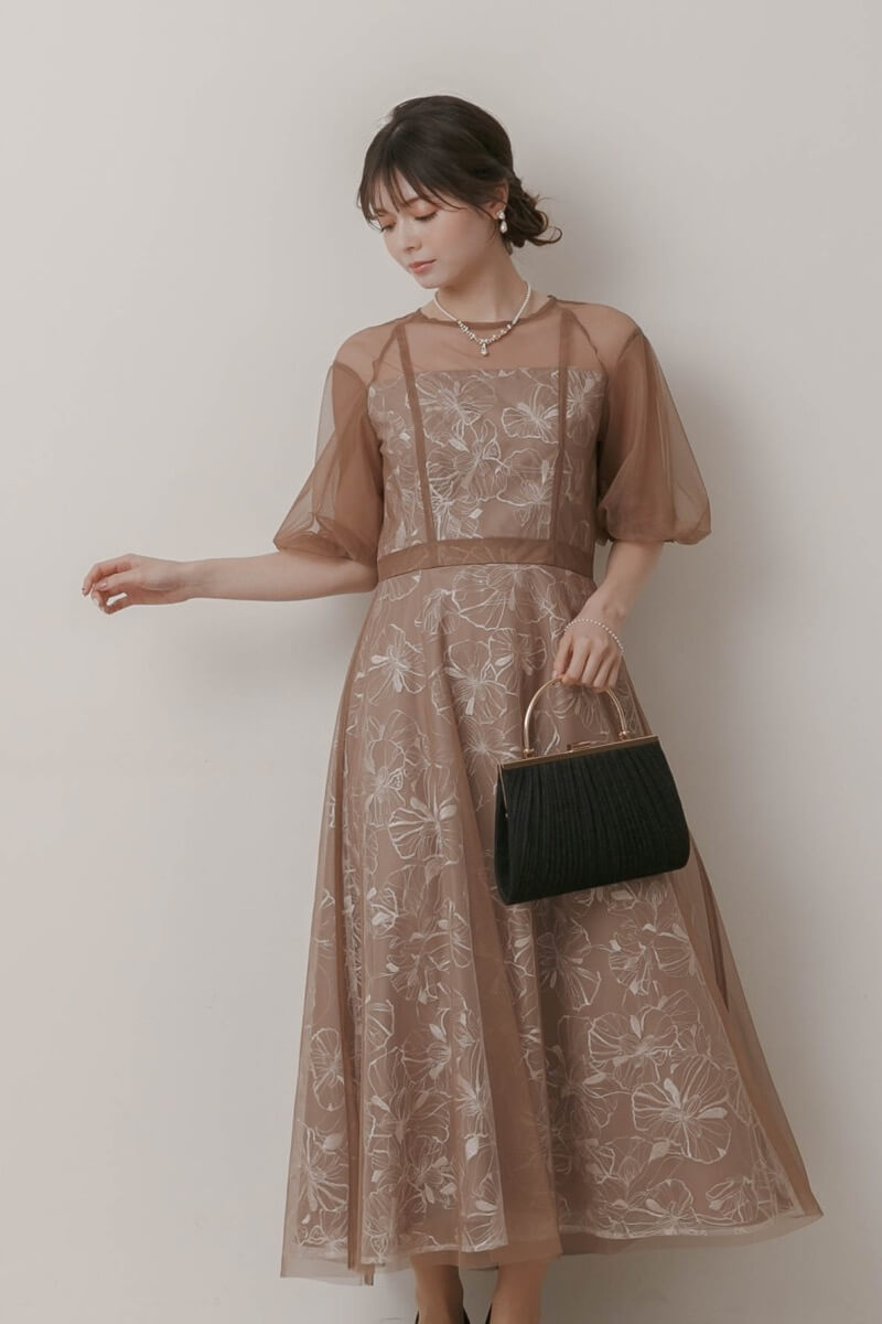 モカのチュールスパンコールレースドレスの商品画像2 モカのチュールスパンコールレースドレスの商品画像2