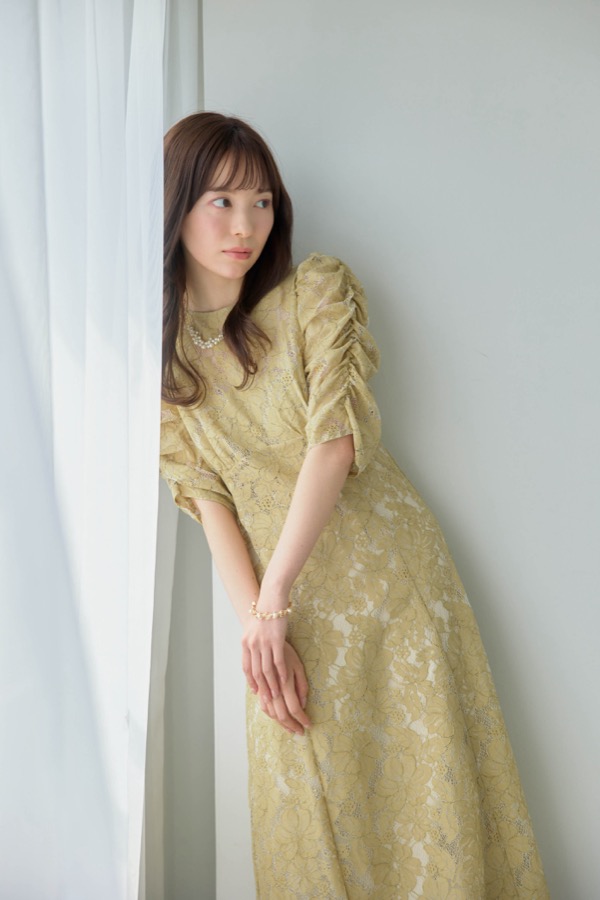 イエローの総レースダブルバックリボンドレス | Dorry doll | M | A-2962