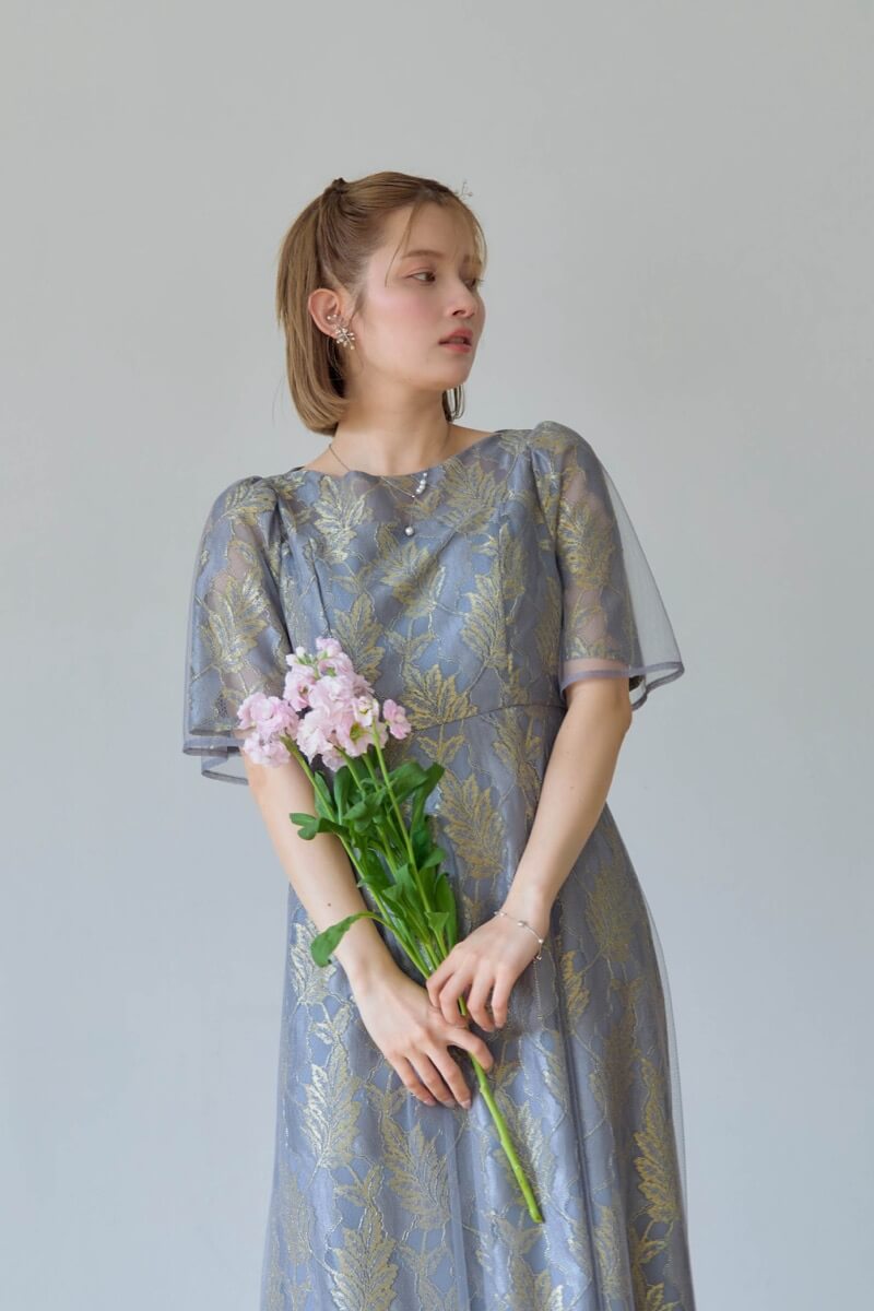 ブルーのラメジャガードドレスの商品画像11 ブルーのラメジャガードドレスの商品画像11