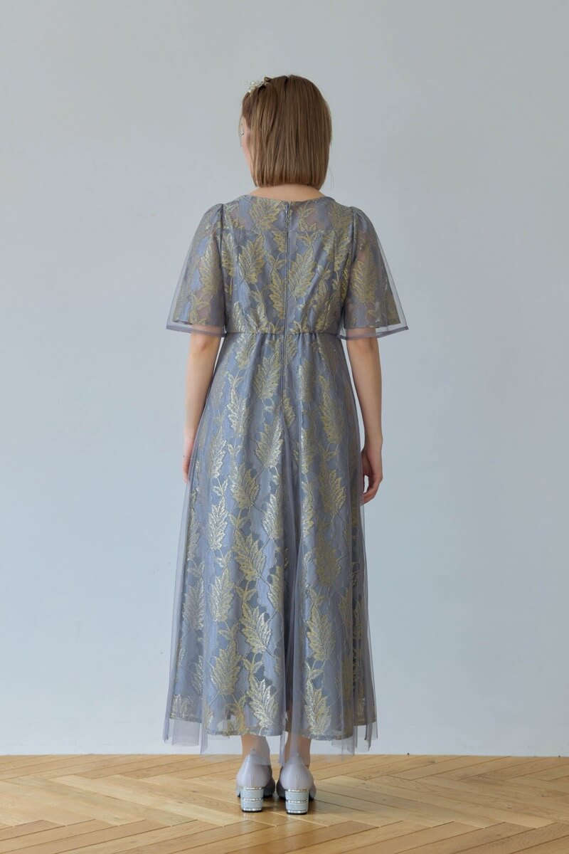 ブルーのラメジャガードドレスの商品画像4 ブルーのラメジャガードドレスの商品画像4