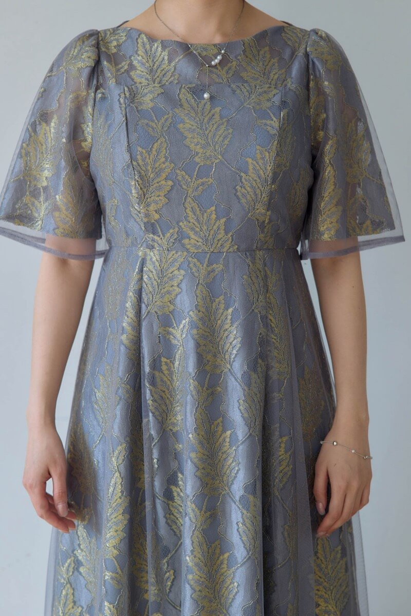 ブルーのラメジャガードドレスの商品画像5 ブルーのラメジャガードドレスの商品画像5