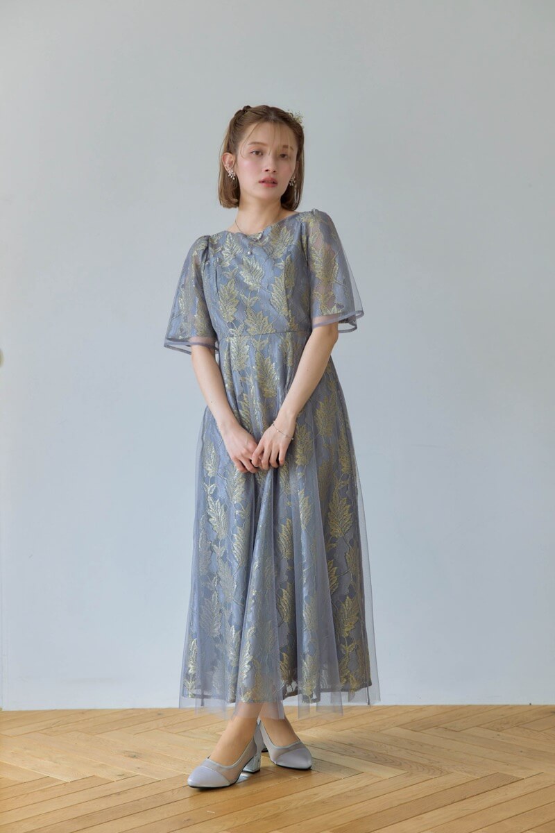 ブルーのラメジャガードドレスの商品画像7 ブルーのラメジャガードドレスの商品画像7