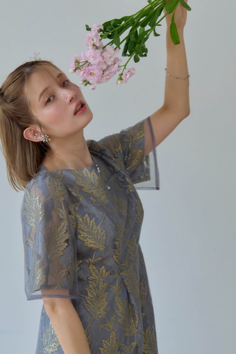 ブルーのラメジャガードドレスの商品画像8 ブルーのラメジャガードドレスの商品画像8