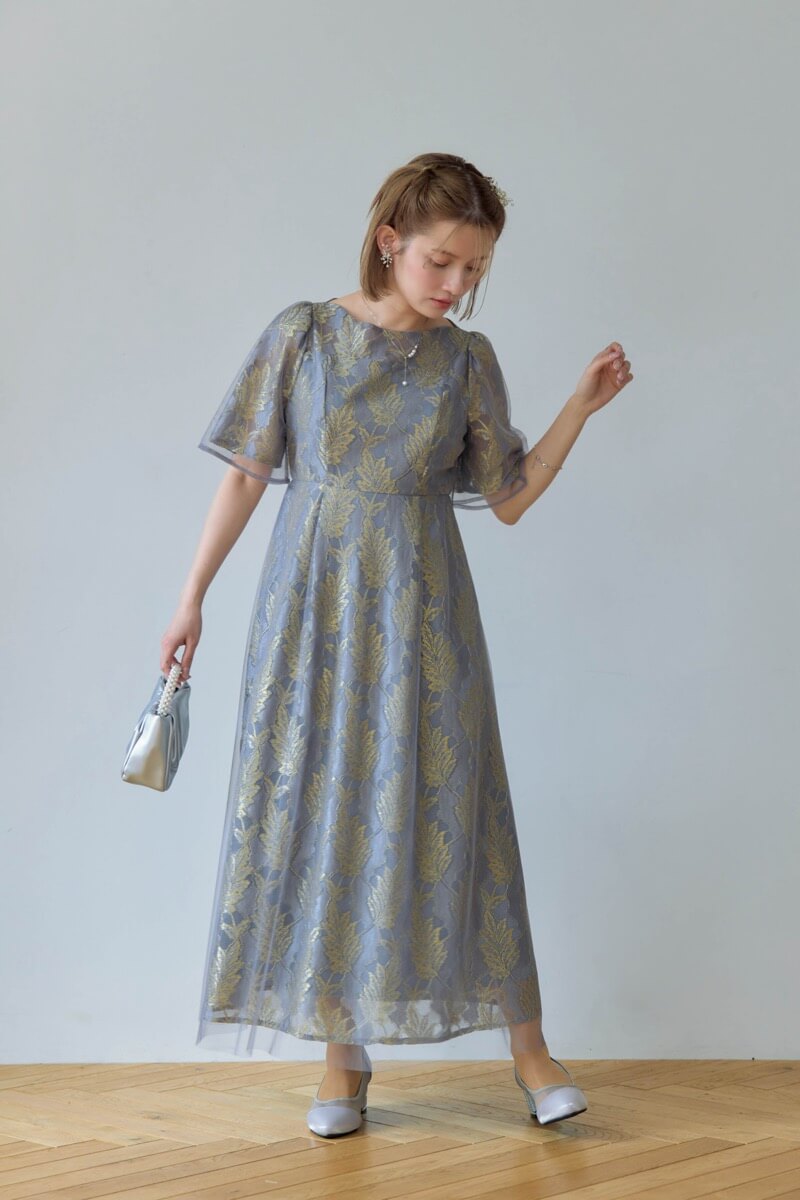 ブルーのラメジャガードドレスの商品画像9 ブルーのラメジャガードドレスの商品画像9