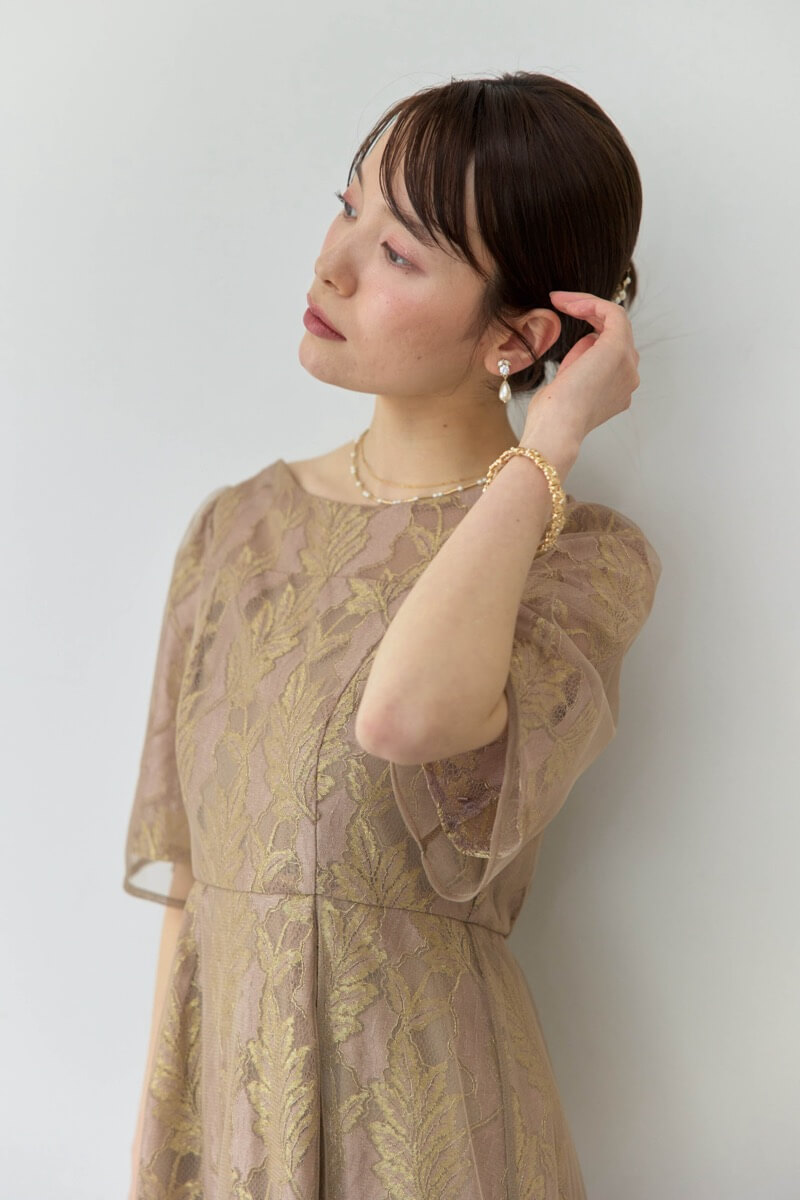 ピンクのラメジャガードドレスの商品画像11