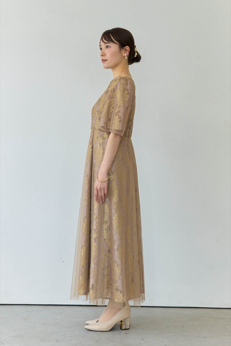 ピンクのラメジャガードドレスの商品画像3