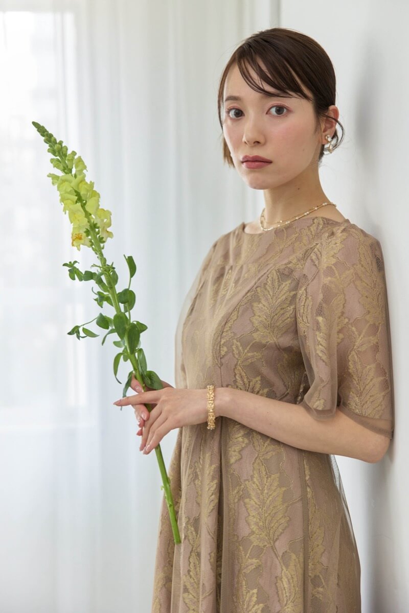 ピンクのラメジャガードドレスの商品画像8