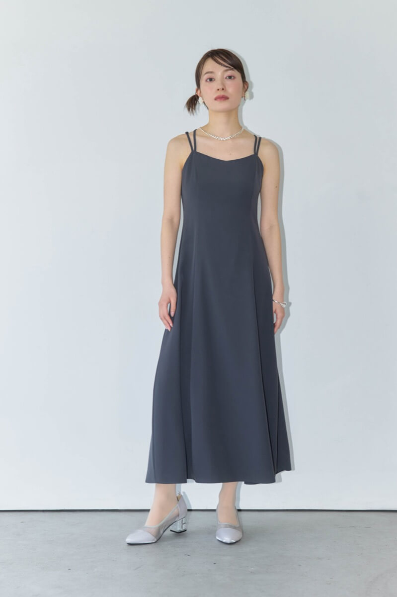 ダークグレーのシャーリングチュールトップス付きドレスの商品画像7 ダークグレーのシャーリングチュールトップス付きドレスの商品画像7