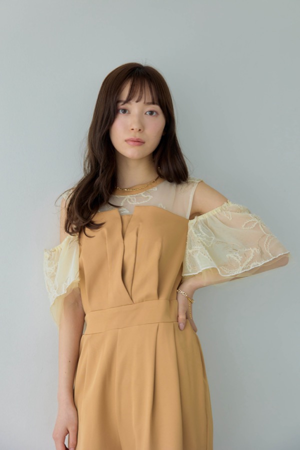 キャメルの2wayフリンジレースドレス | darial | M | A-2973