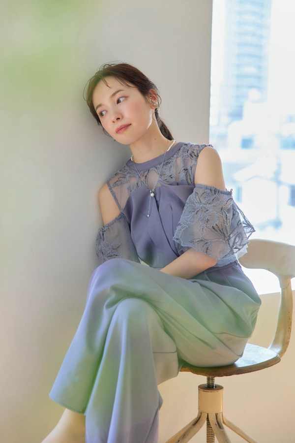 ブルーの2wayフリンジレースドレス | darial | M | A-2975