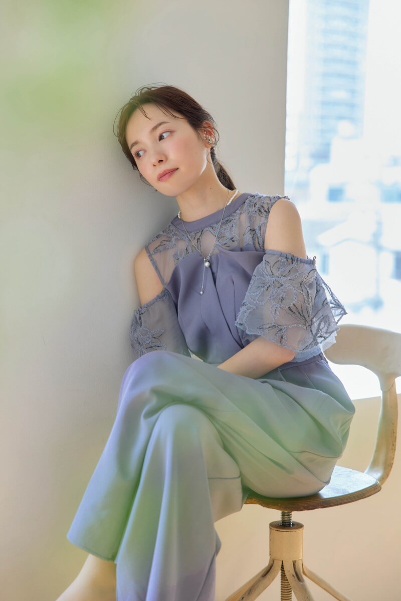 ブルーの2wayフリンジレースドレスの商品画像1 ブルーの2wayフリンジレースドレスの商品画像1