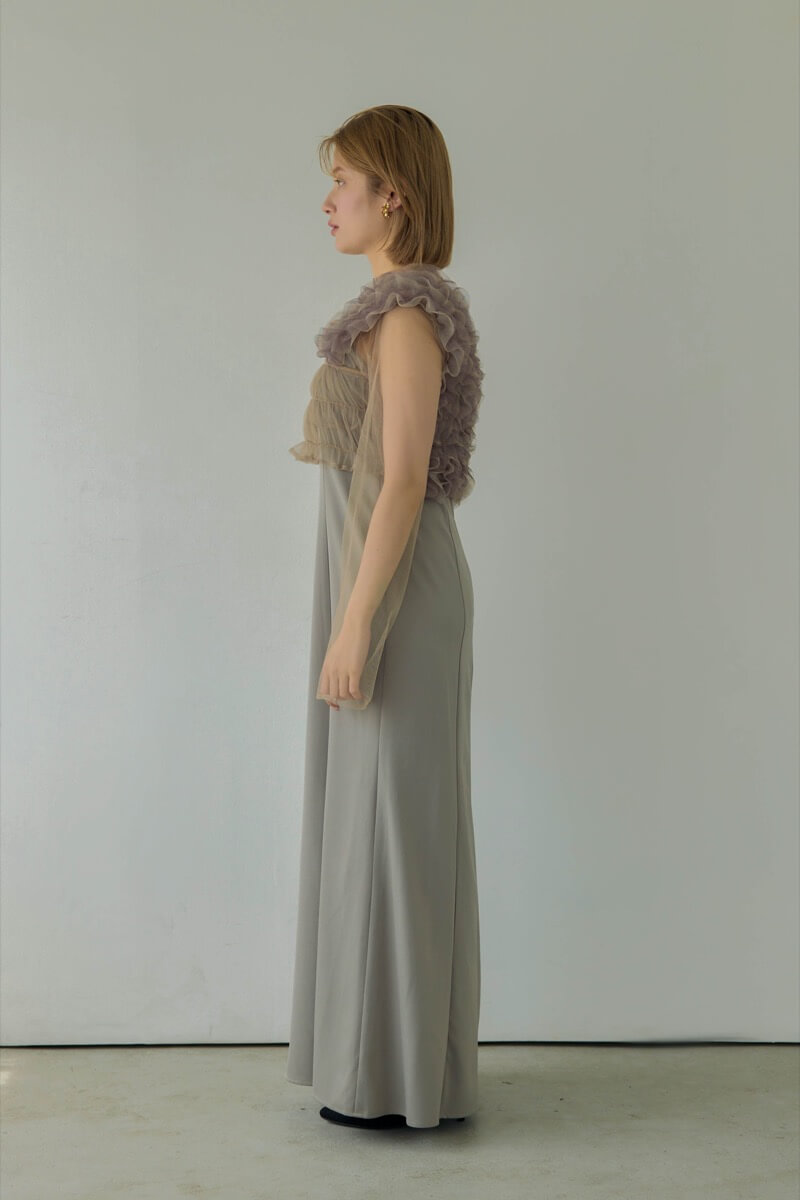 ベージュのMany wayチュールドレスの商品画像3