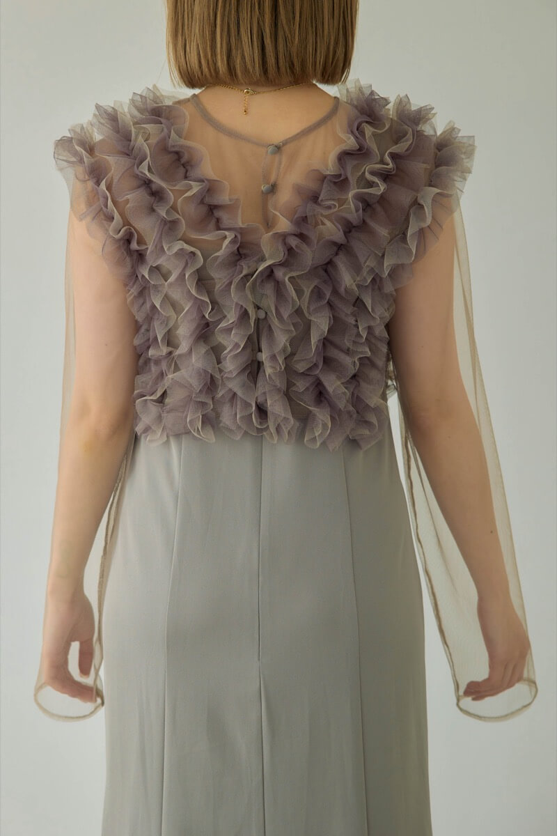 ベージュのMany wayチュールドレスの商品画像5