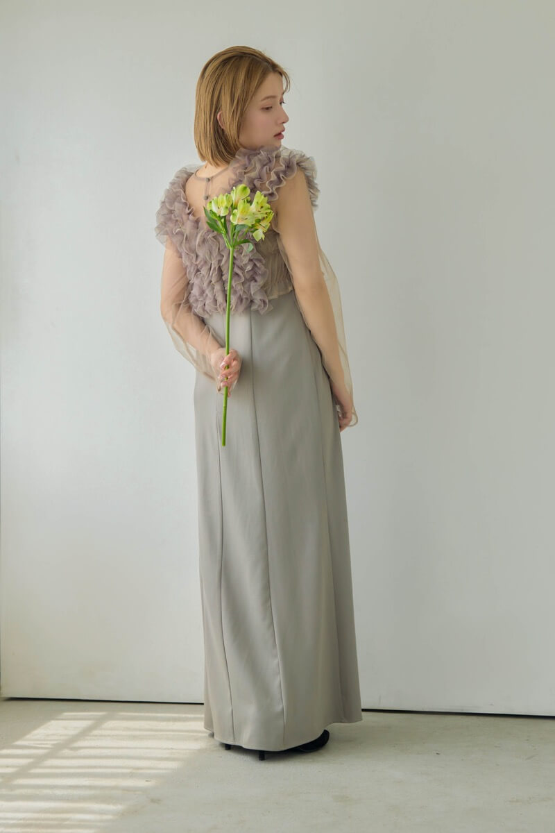 ベージュのMany wayチュールドレスの商品画像9