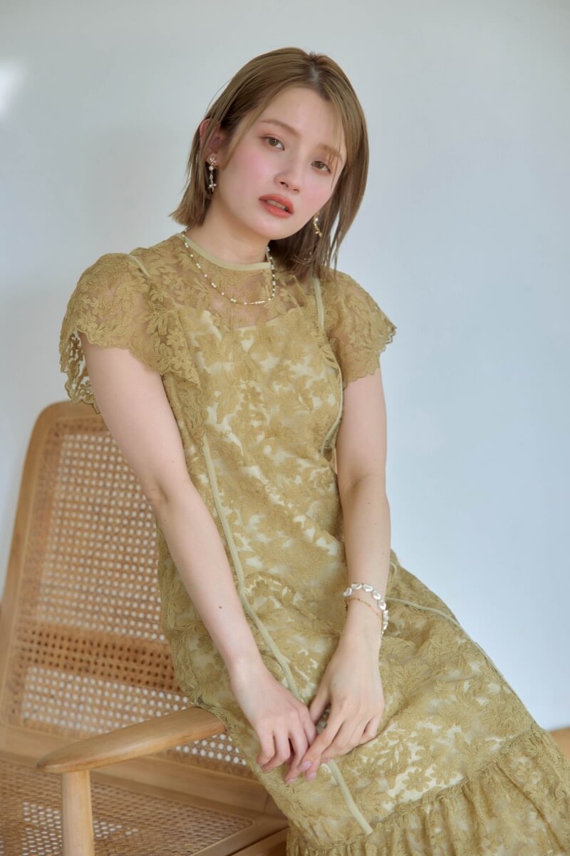 イエローのフラワーレースドレスの商品画像10 イエローのフラワーレースドレスの商品画像10