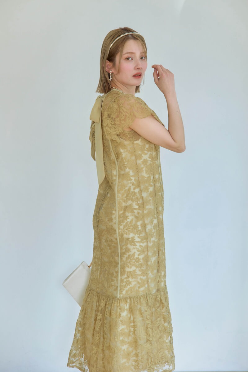 イエローのフラワーレースドレスの商品画像11 イエローのフラワーレースドレスの商品画像11