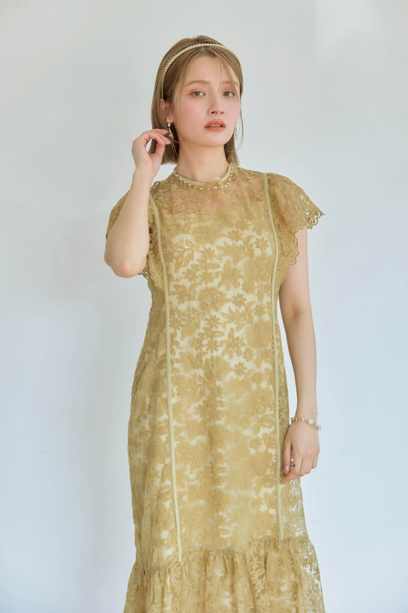 イエローのフラワーレースドレスの商品画像13 イエローのフラワーレースドレスの商品画像13